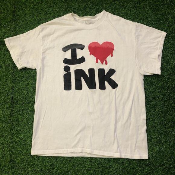 Mens White Ink Junkiez ‘I Heart Ink’ Graphic Tee - Picture 1 of 3